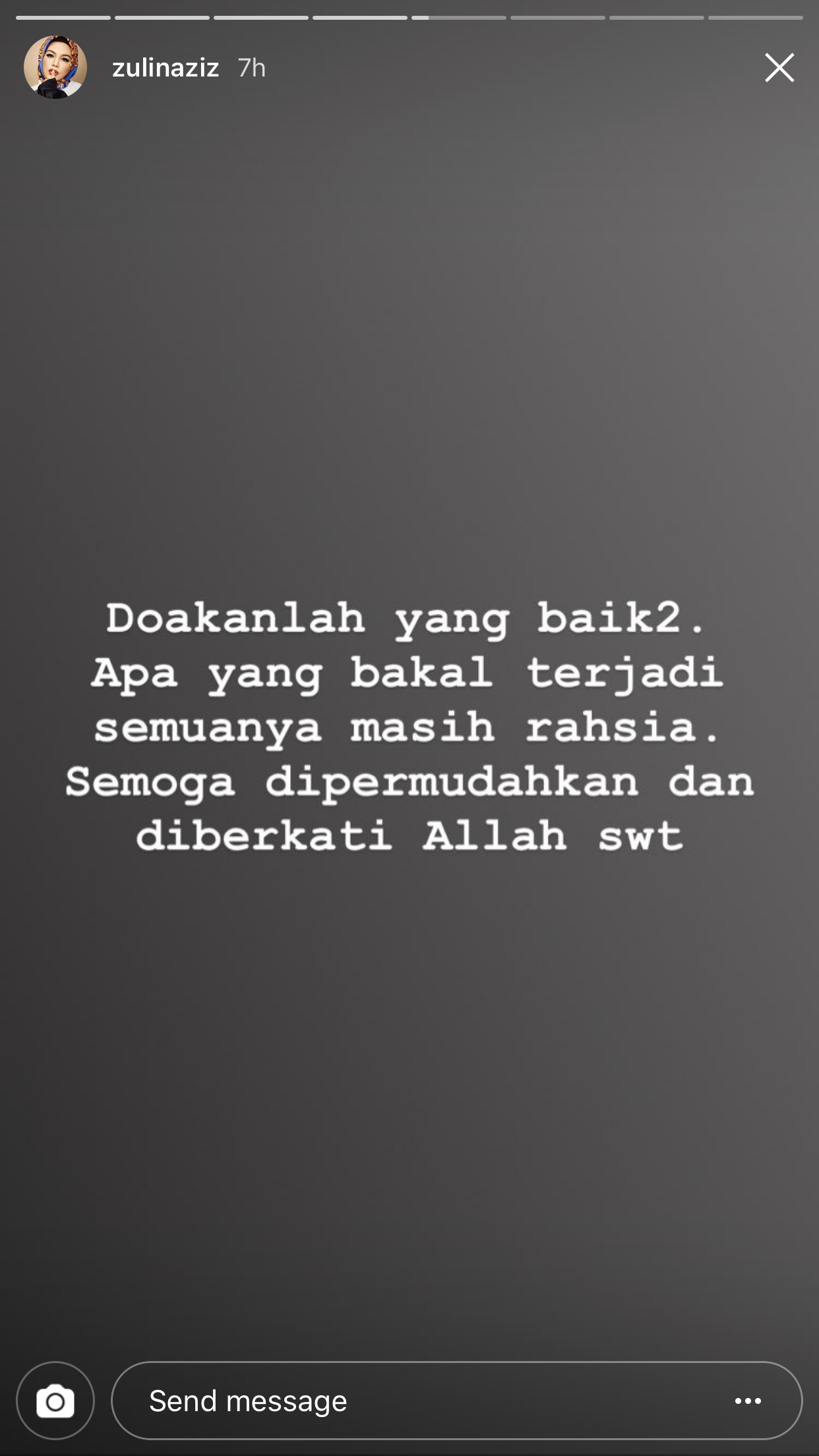 Zulin harap peminat doakan yang terbaik buat dirinya.